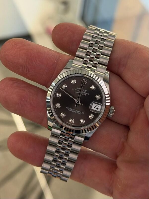 IMG_8639 Rolex Datejust 31mm dark grey in diamanti NUOVO 2026 full set con documenti e scatola