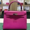 Hermès Kelly 25 Sellier epsom Rose porpose ( pourpre )second hand hardware palladio del 2018 con fattura d’acquisto.