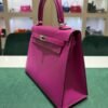 Hermès Kelly 25 Sellier epsom Rose porpose ( pourpre )second hand hardware palladio del 2018 con fattura d’acquisto.