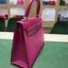 Hermès Kelly 25 Sellier epsom Rose porpose ( pourpre )second hand hardware palladio del 2018 con fattura d’acquisto.