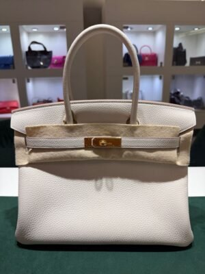Herm&egrave;s Birkin 30 retourne veau togo colore craie ( gesso ) stampa G NUOVA 2026 hardware dorato