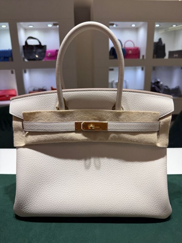 Hermès Birkin 30 retourne veau togo colore craie ( gesso ) stampa G NUOVA 2026 hardware dorato