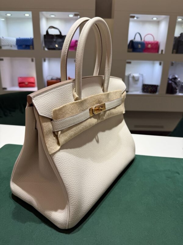 Hermès Birkin 30 retourne veau togo colore craie ( gesso ) stampa G NUOVA 2026 hardware dorato