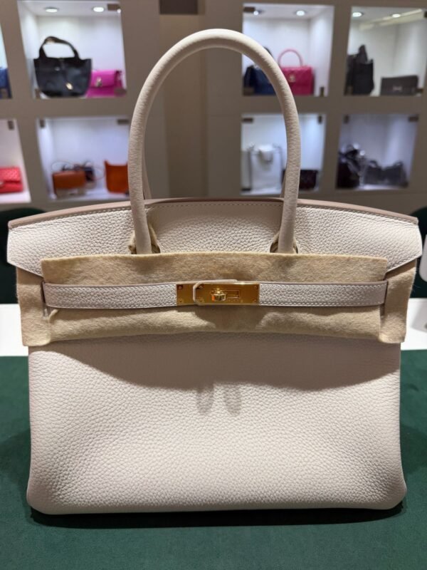 Hermès Birkin 30 retourne veau togo colore craie ( gesso ) stampa G NUOVA 2026 hardware dorato