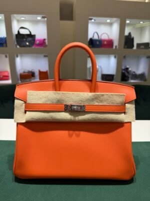 Herm&egrave;s Birkin 25 veau swift color tangerine ( arancio )stampa G NUOVA Agosto 2026 hardware palladio