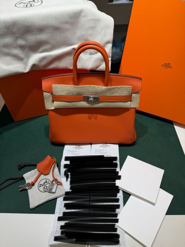 Hermès Birkin 25 veau swift color tangerine ( arancio )stampa G NUOVA Agosto 2026 hardware palladio