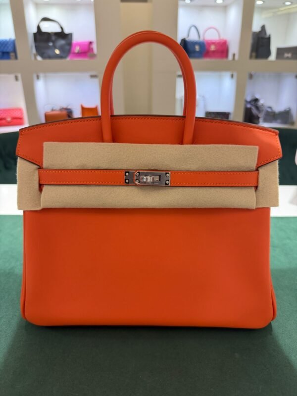 Hermès Birkin 25 veau swift color tangerine ( arancio )stampa G NUOVA Agosto 2026 hardware palladio