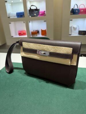 Herm&egrave;s Kelly D&eacute;p&ecirc;ches 25 NUOVA 2026 pellame barenia faubourg ebene hardware palladio