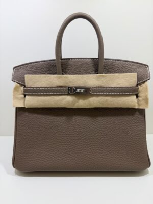 Hermès Birkin 25 retourne veau togo colore Etoupe ( Tortora ) stampa G NUOVA 2026 hardware palladio full set con scontrino ufficiale Hermè
