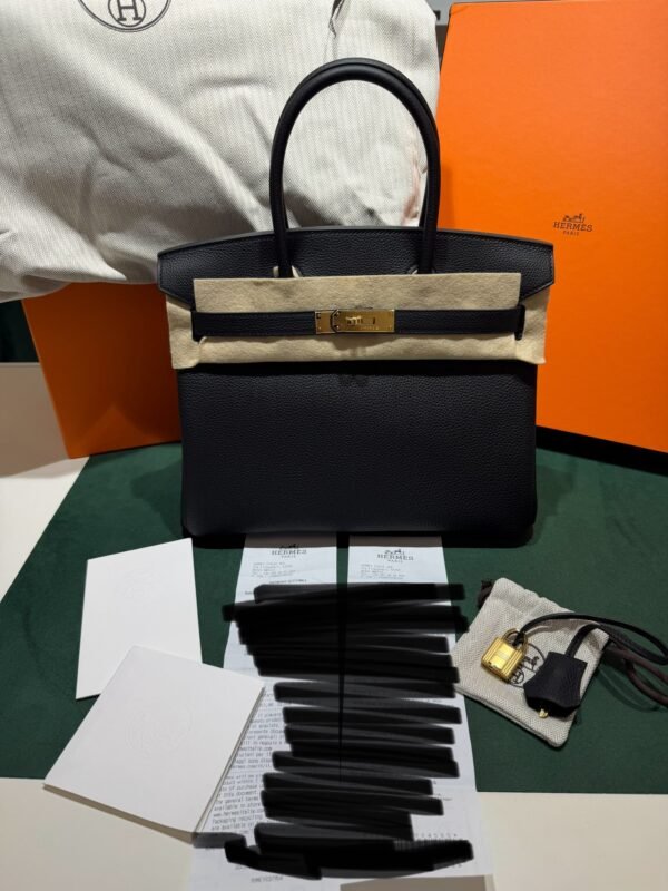 Hermès Birkin 30 retourne veau togo colore Noir ( nero ) stampa G NUOVA 2026 hardware dorato full set con scontrino ufficiale Hermès pellicole