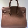 Herm&egrave;s Birkin 25 retourne veau togo colore GOLD ( il pi&ugrave; richiesto ) marrone stampa G NUOVA 2026 hardware palladio full set con scontrino ufficiale