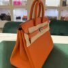 Herm&egrave;s Birkin 25 retourne veau togo colore Orange( arancio ) stampa G NUOVA 2026 hardware Palladio full set con scontrino ufficiale Herm&egrave;s