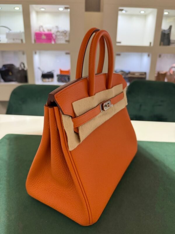 Herm&egrave;s Birkin 25 retourne veau togo colore Orange( arancio ) stampa G NUOVA 2026 hardware Palladio full set con scontrino ufficiale Herm&egrave;s