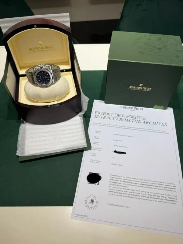 IMG_0015 Audemars Piguet Royal Oak 39mm blu solo tempo full set del 2008 excellent condition con documento scatola