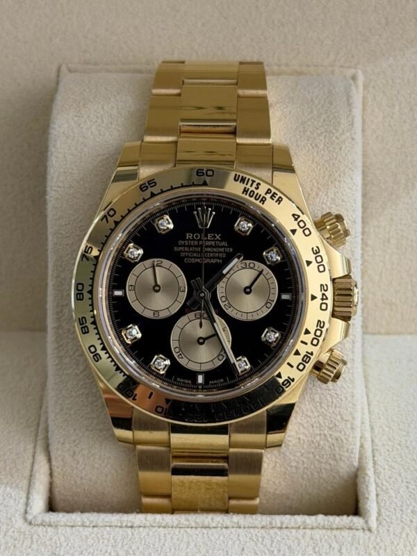 Rolex Daytona Black Diamond Dial Yellow Gold 18kt del 2025 Italia excellent condition full set