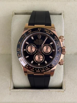 Rolex Daytona oro rosa del 2017 quadrante nero 2 cinturini full set top condition con documenti