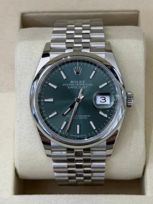 IMG_2794 Rolex Datejust 36mm Jubilee green verde menta del 2025 Italia full set con documenti e scatol