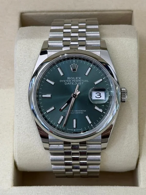 Rolex Datejust 36mm Jubilee green verde menta del 2025 Italia full set con documenti e scatol