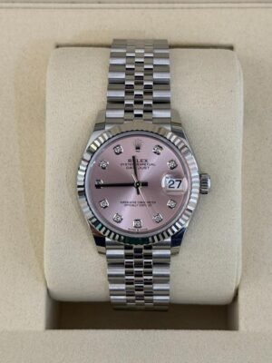 IMG_4200 Rolex Datejust 31 NUOVO 2026 Jubilee quadrante rosa pink in diamanti full set con documenti