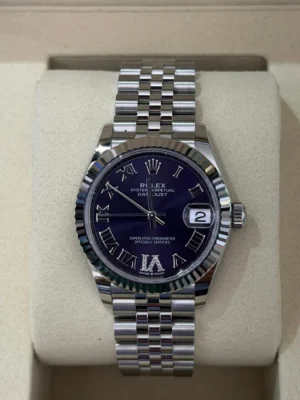 Rolex Datejust 31 NUOVO 2026 Italia quadrante viola aubergine in diamanti ore 6 Jubilee full set