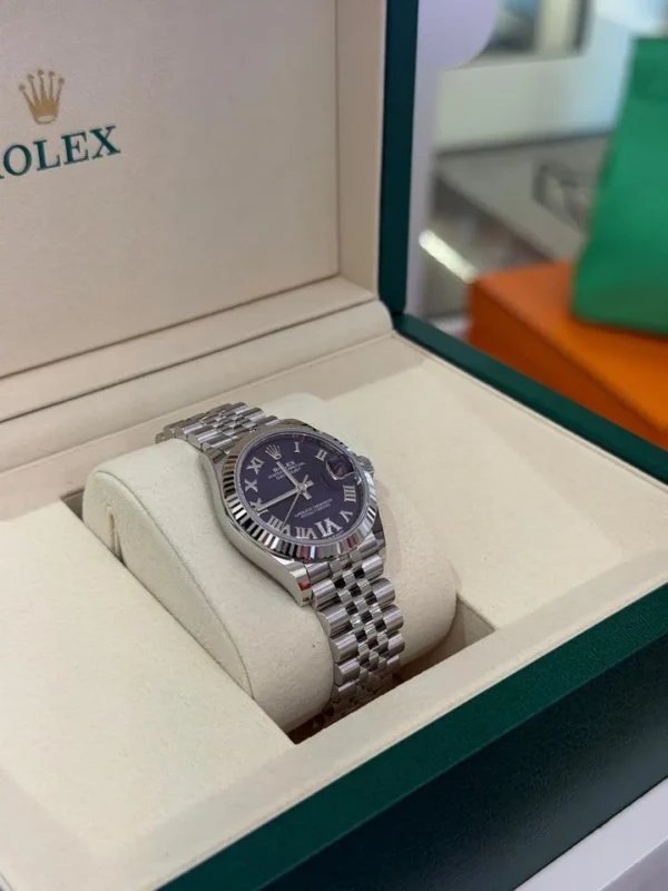 Rolex Datejust 31 NUOVO 2026 Italia quadrante viola aubergine in diamanti ore 6 Jubilee full set