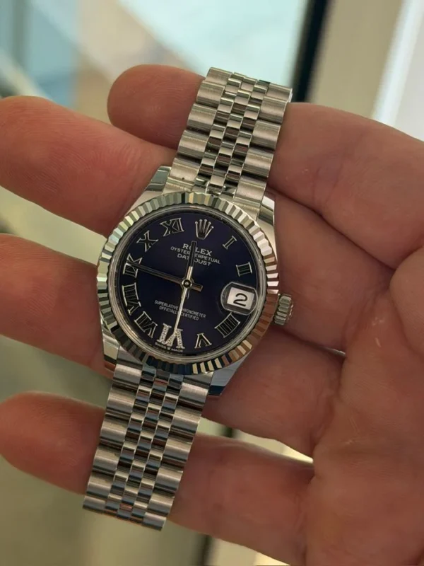 Rolex Datejust 31 NUOVO 2026 Italia quadrante viola aubergine in diamanti ore 6 Jubilee full set