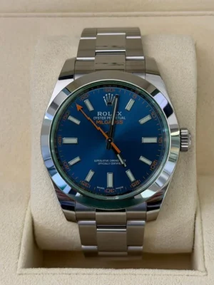 Rolex Milgauss BLU vetro verde del 2020 italiano card nuova excellent condition full set