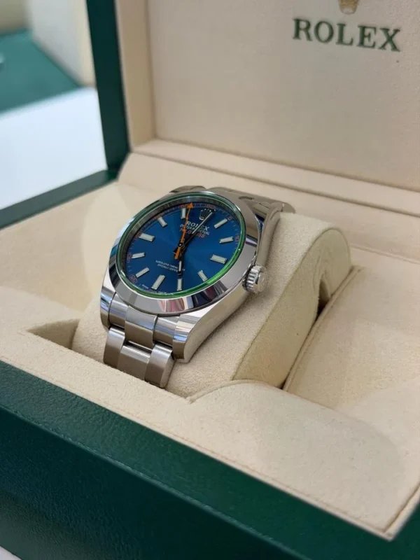 Rolex Milgauss BLU vetro verde del 2020 italiano card nuova excellent condition full set