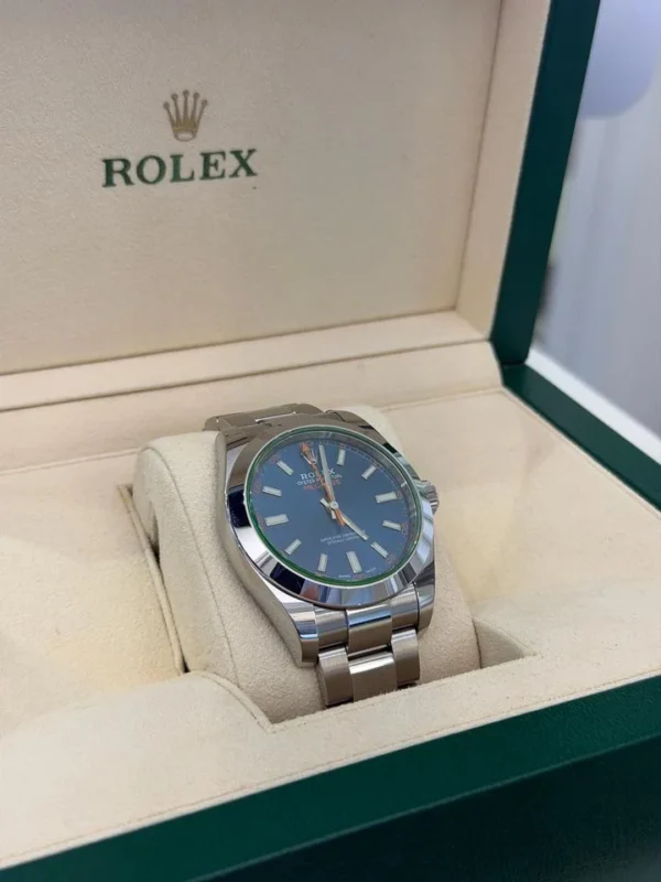 Rolex Milgauss BLU vetro verde del 2020 italiano card nuova excellent condition full set
