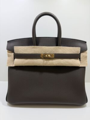 Herm&egrave;s Birkin 25 retourne veau togo colore Vert loden ( verde scuro scuro )