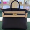 ermès Birkin 25 retourne veau togo colore noir( nero ) stampa G NUOVA 2026 hardware dorato full set con scontrino ufficiale Hermès pellicole