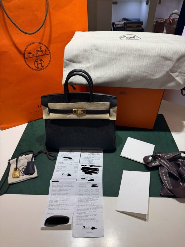 ermès Birkin 25 retourne veau togo colore noir( nero ) stampa G NUOVA 2026 hardware dorato full set con scontrino ufficiale Hermès pellicole