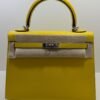 Hermès Kelly 25 Sellier second hand del 2022 stampa U in pelle Epsom colore yellow ( giallo )