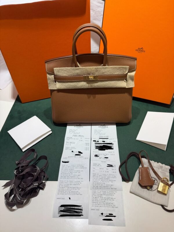 Hermès Birkin 25 retourne veau togo colore gold ( marrone ) stampa G NUOVA 2026