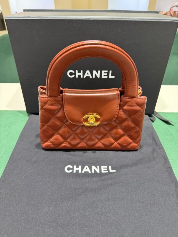 Chanel Mini Kelly ( mini shopping bag ) cognac del 2024 hardware dorato condizioni ottime passaporto digitale con scatola dustbag e certificato