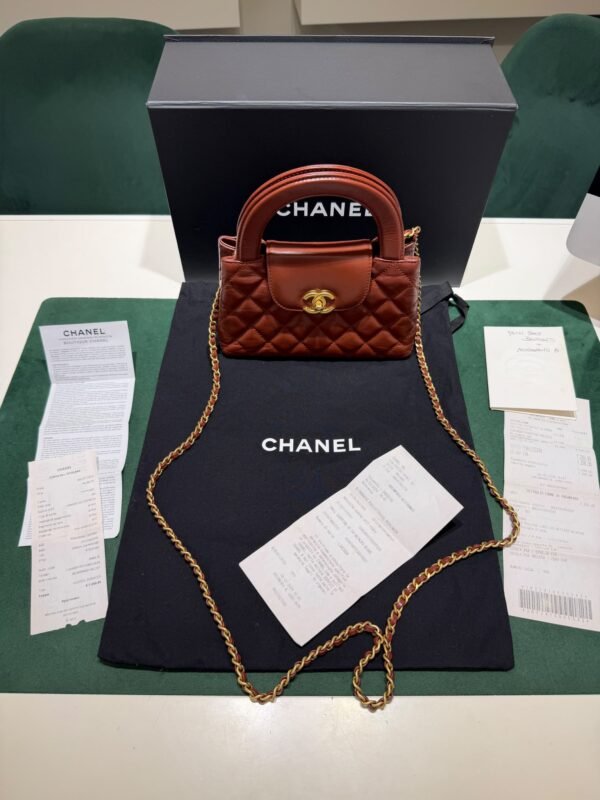 Chanel Mini Kelly ( mini shopping bag ) cognac del 2024 hardware dorato condizioni ottime passaporto digitale con scatola dustbag e certificato