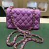 CHANEL Classic Mini Rectangular Flap Bag colore Viola  in pelle Lambskin Hardware Oro del 2022