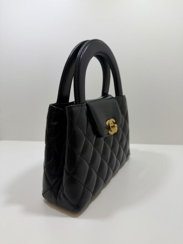 HANEL Mini Kelly ( Mini Shopping Bag Kelly ) colore Nero Pelle di Vitello Hardware Oro del 2024