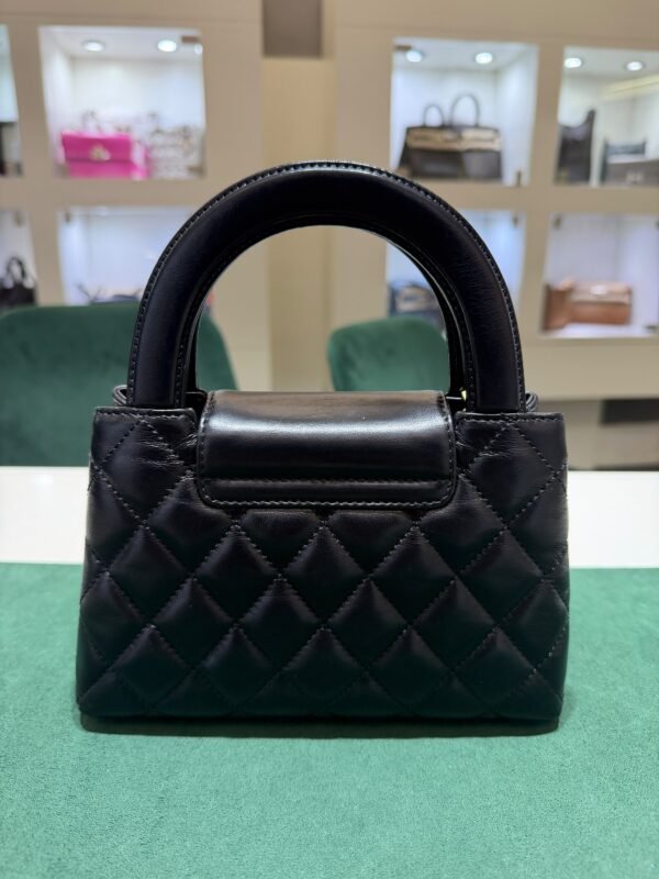 HANEL Mini Kelly ( Mini Shopping Bag Kelly ) colore Nero Pelle di Vitello Hardware Oro del 2024