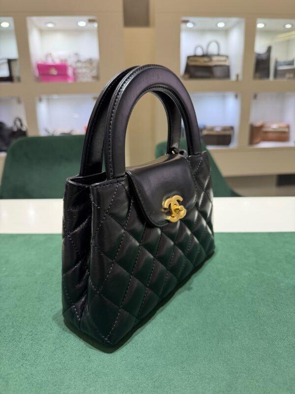 HANEL Mini Kelly ( Mini Shopping Bag Kelly ) colore Nero Pelle di Vitello Hardware Oro del 2024