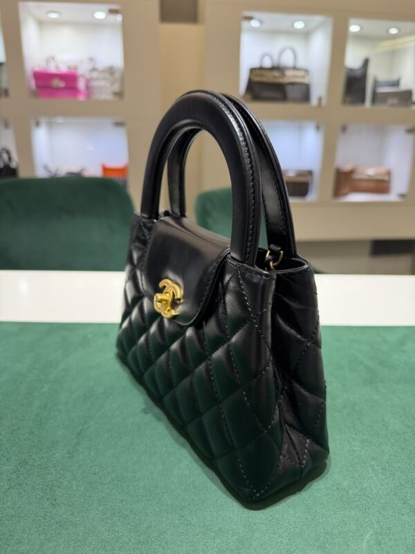 HANEL Mini Kelly ( Mini Shopping Bag Kelly ) colore Nero Pelle di Vitello Hardware Oro del 2024