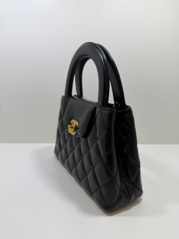 HANEL Mini Kelly ( Mini Shopping Bag Kelly ) colore Nero Pelle di Vitello Hardware Oro del 2024