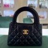 HANEL Mini Kelly ( Mini Shopping Bag Kelly ) colore Nero Pelle di Vitello Hardware Oro del 2024