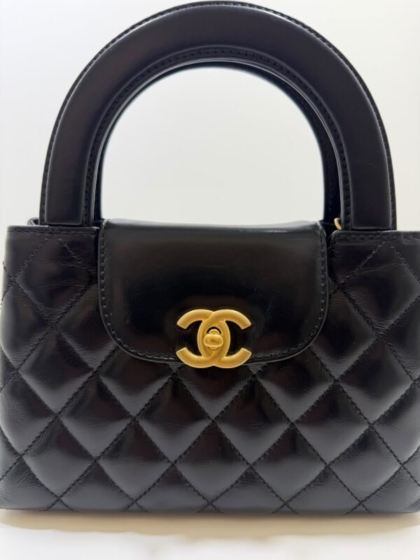 HANEL Mini Kelly ( Mini Shopping Bag Kelly ) colore Nero Pelle di Vitello Hardware Oro del 2024