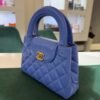 CHANEL Mini Kelly ( Mini Shopping Bag Kelly ) colore blu Pelle di Vitello Hardware Oro del 2024 Full Set