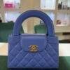CHANEL Mini Kelly ( Mini Shopping Bag Kelly ) colore blu Pelle di Vitello Hardware Oro del 2024 Full Set