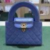 CHANEL Mini Kelly ( Mini Shopping Bag Kelly ) colore blu Pelle di Vitello Hardware Oro del 2024 Full Set