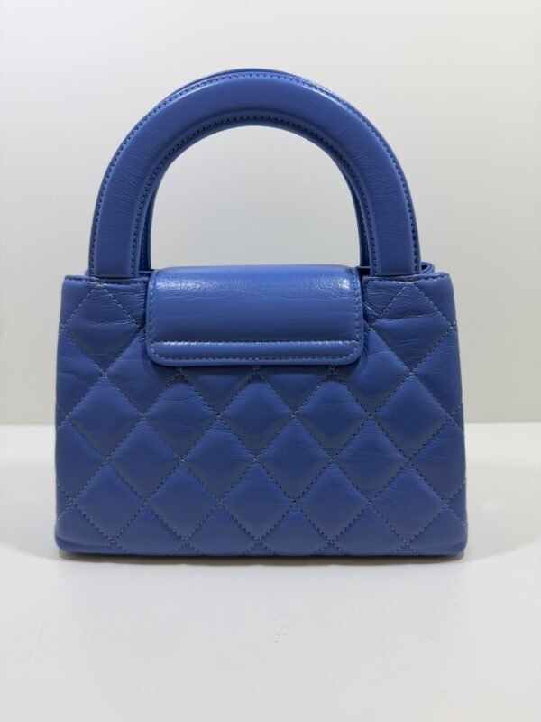 CHANEL Mini Kelly ( Mini Shopping Bag Kelly ) colore blu Pelle di Vitello Hardware Oro del 2024 Full Set