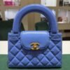 CHANEL Mini Kelly ( Mini Shopping Bag Kelly ) colore blu Pelle di Vitello Hardware Oro del 2024 Full Set