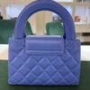 CHANEL Mini Kelly ( Mini Shopping Bag Kelly ) colore blu Pelle di Vitello Hardware Oro del 2024 Full Set